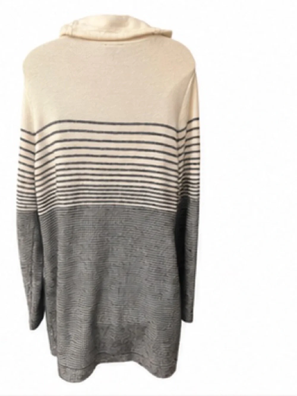 Talbots L Lambswool Blend Ombré Striped Cowl Neck Tunic Sweater